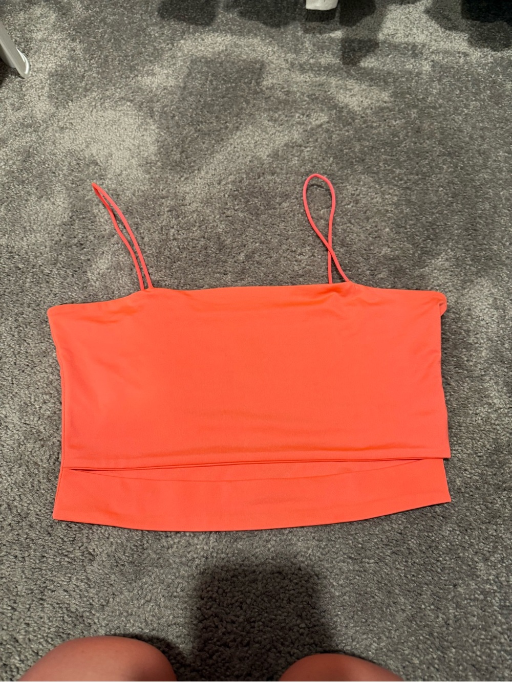 SHEIN Coral Double-Layer Spaghetti Strap Crop Top